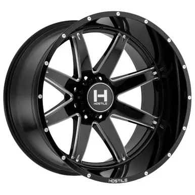 Markdown Hostile H109 Alpha 20x10 8x6.5" -19mm Black/Milled Wheel Rim 20" Inch H109-2010816547B