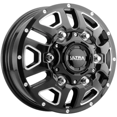 Wholesale Ultra Hunter Dually Van Front 16x6 6x205 +110mm Black/Milled Wheel Rim 16" Inch 003-6670FBM