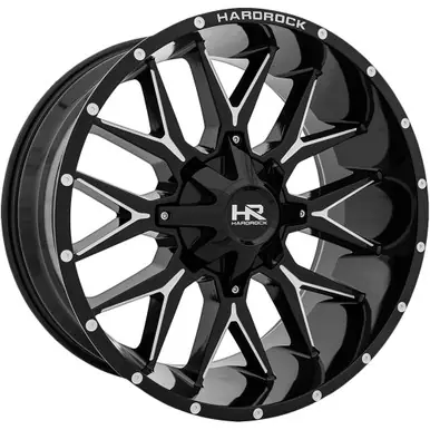 Budget HardRock H700 Affliction 20x10 5x5"/5x5.5" -19mm Black/Milled Wheel Rim 20" Inch H700-201052119GBM