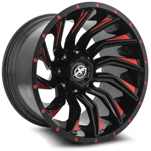 In Demand XF Off-Road XF-224 5x127/5x139.7 26x14 -76 Gloss Black & Red Milled