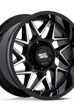 Moto Metal MO812 TURBINE 8X170 20x9 +1 GLOSS BLACK W/ MACHINED FACE Wholesale