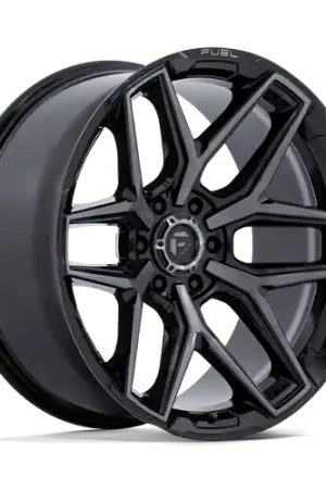 Mega Sale Fuel 1PC FLUX 8X170 20X9 +1 GLOSS BLACK BRUSHED FACE WITH GRAY TINT
