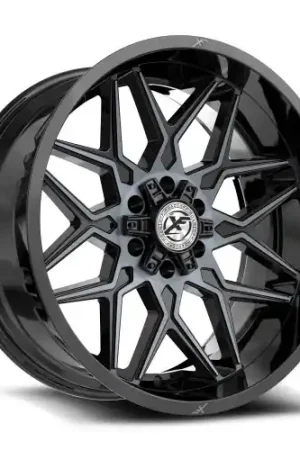 XF Off-Road XF-238 5x127/5x139.7 22x10 -18 Gloss Black & Machined Titanium Double Dark Tint Money Back Guarantee