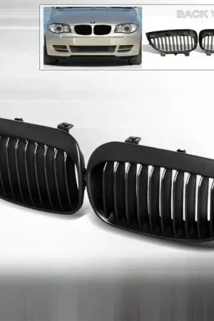 Handmade BMW 1 Series Spec-D Front Hood Grille - Black - HG-E8708BB
