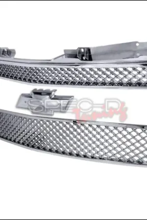 Buy Direct Chevrolet Tahoe Spec-D Mesh Front Grille Upper & Lower - Chrome - 2PC - HG-AVA07C2P-GL