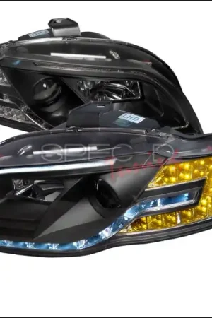 Mega Sale Audi A4 Spec-D Black Housing Projector Headlight with Daytime Running Light & Adjustable Motor - LHP-A406JM-8MR-APC