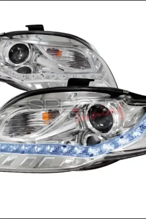 Original Audi A4 Spec-D R8 Style Projector Headlights - Chrome - 2LHP-A406-8-TM