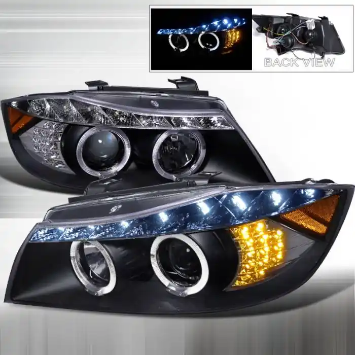 Today Only BMW 3 Series 4DR Spec-D R8 Style Projector Headlight Gloss - Black Housing - Black Lens - 2LHP-E9005JM-8V2-TM