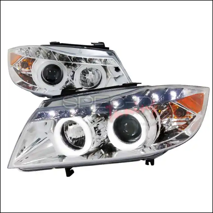 BMW 3 Series Spec-D SMD LED Iced Halo Projector Headlights - Chrome Housing - 6LHP-E9005-8-TM While Supplies Last