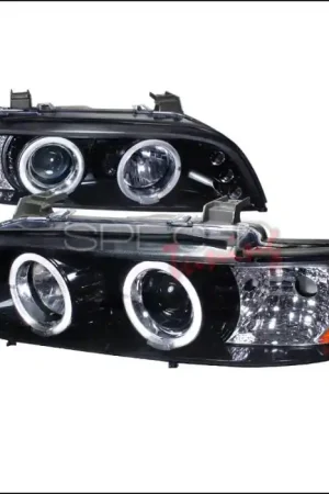 Genuine BMW 5 Series Spec-D Halo Projector Headlight Gloss - Black Housing - Smoke Lens - 2LHP-E3997G-TM
