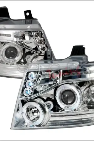 Free Returns Chevrolet Avalanche Spec-D Halo LED Projector Headlights - Chrome - 2LHP-AVA07-TM