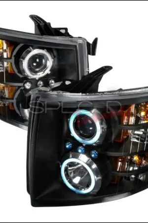 Order Now Chevrolet Silverado Spec-D CCFL Halo Projector Headlights - Black - 4LHP-SIV07JM-KS