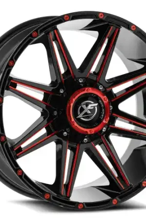 XF Off-Road XF-220 8x165.1/8x180 22x10 -18 Gloss Black & Red MIlled Discount