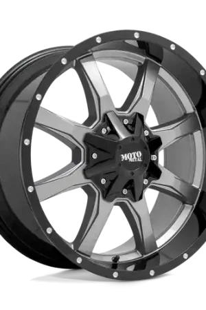 Final Sale Moto Metal MO970 8X165.1 18X10 -24 GLOSS GRAY CENTER GLOSS BLACK LIP