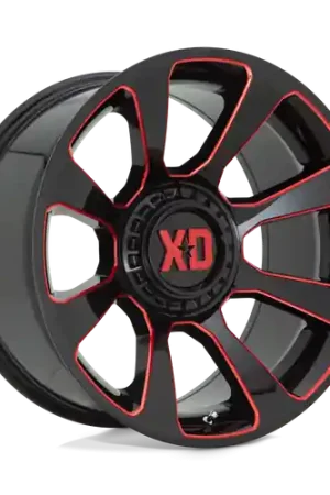 XD XD854 REACTOR 5X127/5X139.7 20X9 +18 GLOSS BLACK MILLED WITH RED TINT Same Day Shipping