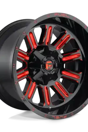 Fuel 1PC D621 HARDLINE 5X114.3/5X127 22X12 -44 GLOSS BLACK RED TINTED CLEAR Reduced Price