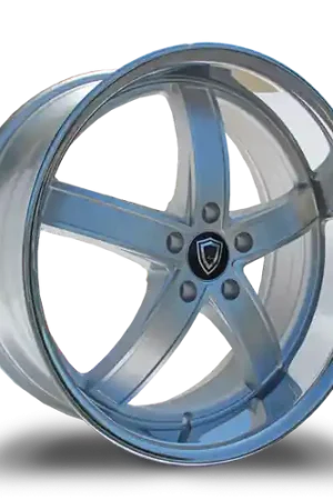 MARQUEE WHEELS M5330A 5x120 22x9+15 SILVER /MACHINED/STAINLESS LIP Professional Grade