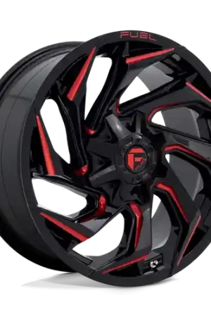 Secure Checkout Fuel 1PC D755 REACTION 8X180 20X9 +20 GLOSS BLACK MILLED WITH RED TINT