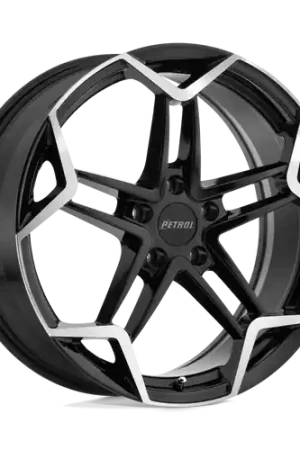 Fast Shipping Petrol P1A 5X112 19X8 +32 GLOSS BLACK W/ MACHINED CUT FACE