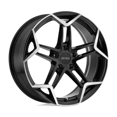 Fast Shipping Petrol P1A 5X112 19X8 +32 GLOSS BLACK W/ MACHINED CUT FACE