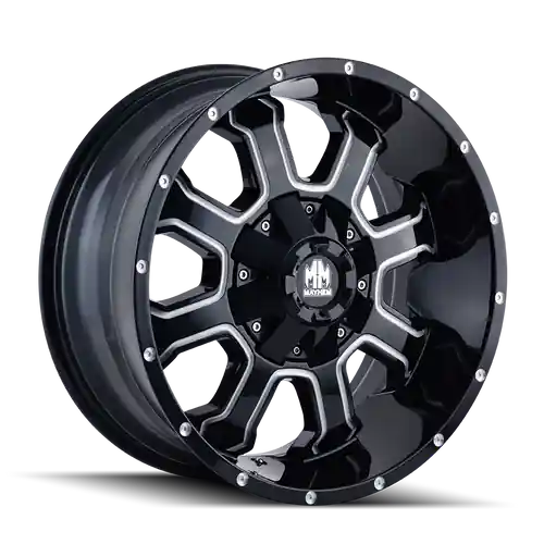 Mayhem Fierce 8103 5x127/5x139.7 17x9-12 Gloss Black/Milled Spokes New Release