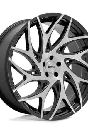 DUB 1PC S260 G.O.A.T. 5X115 24X10 +15 BRUSHED FACE WITH GLOSS BLACK DARK TINT SPOKES Final Sale