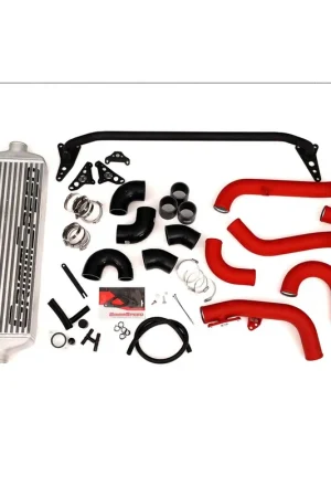 Luxury GrimmSpeed Front Mount Intercooler Kit Silver Core w/ Red Piping - 2015-2021 Subaru WRX