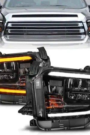 ANZO 14-21 Toyota Tundra (OE Halogen w/LED DRL) LED Crystal Headlights w/ Switchback & DRL - Blk Factory Price