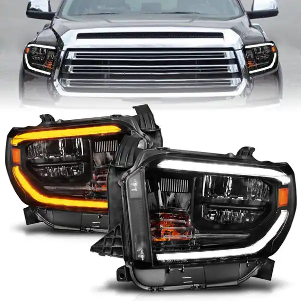 ANZO 14-21 Toyota Tundra (OE Halogen w/LED DRL) LED Crystal Headlights w/ Switchback & DRL - Blk Factory Price