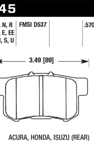 Professional Grade Hawk 02-06 Acura RSX / 02-11 Honda Civic Si / 00-09 S2000 DTC-70 Race Rear Brake Pads