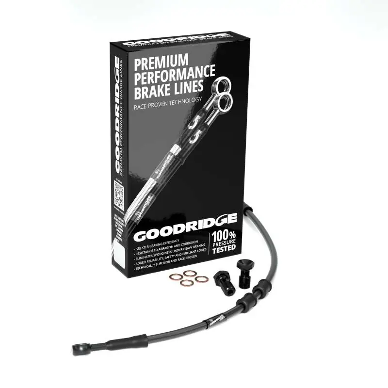 Goodridge 84-08 HD FLST/C +2in Black Brake Line Kit w/Black Fittings Free Shipping