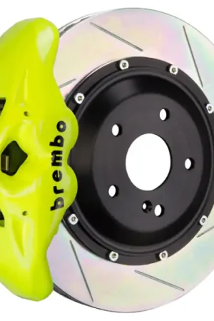Luxury Brembo 19+ Z4/20+ Supra Front GT BBK 6 Piston Cast 380x34 2pc Rotor Slotted Type1 - Fluo. Yellow