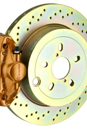 Brembo 08-14 WRX/10-14 Legacy 2.5i Rear GT BBK 2 Piston Cast 2pc 316 x20 1pc Rotor Drilled - Gold Original
