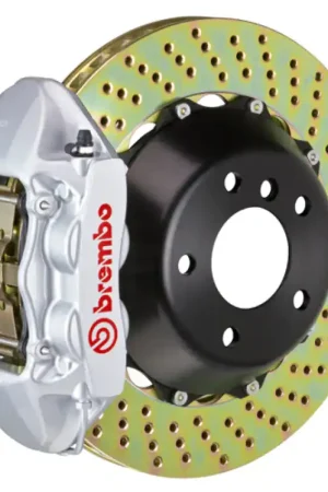 Brembo 09-15 Lancer Ralliart Front GT BBK 4 Piston Cast 365x29 2pc Rotor Drilled-Silver New Arrival
