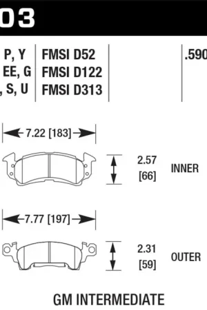 Hawk 1975-1975 Buick Apollo SR HPS 5.0 Front Brake Pads Free Returns