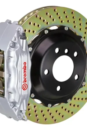 Editor’s Pick Brembo 97-04 Corvette C5 Front GT BBK 4 Piston Cast 2pc 355x32 2pc Rotor Drilled-Silver