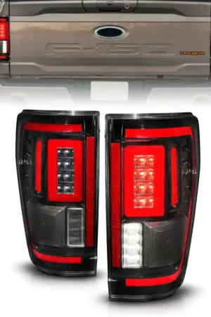 Price Cut ANZO 21-23 Ford F-150 LED Taillights Seq. Signal w/BLIS Cover - Black Housing