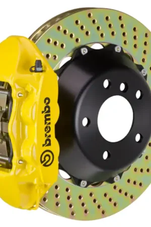 Fast Shipping Brembo 06-11 ML320 Rear GT BBK 4 Piston Cast 380x28 2pc Rotor Drilled-Yellow