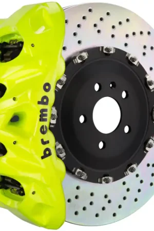 Clearance Brembo 19+ Mazda3 Front GT BBK 4 Piston Cast 345x28 2pc Rotor Drilled- Fluo. Yellow