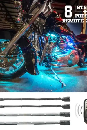 XK Glow Flex Strips 7 Color LED Accent Light Motorcycle/ATV Kit (8xCompact Pods + 4x10In) Free Returns