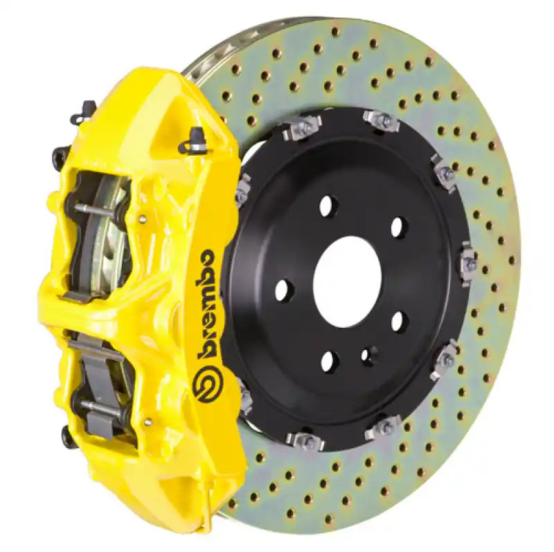 Brembo 19-22 A-Class (Excl AMG) Fr GT BBK 6Pis Cast 380x34 2pc Rotor Drilled-Yellow Express Delivery