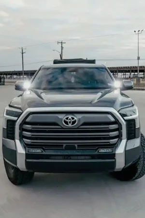 Cali Raised 2022+ Toyota Tundra Low Profile Ditch Light Brackets Kit - Amber Led Pods/OEM Switch High Quality