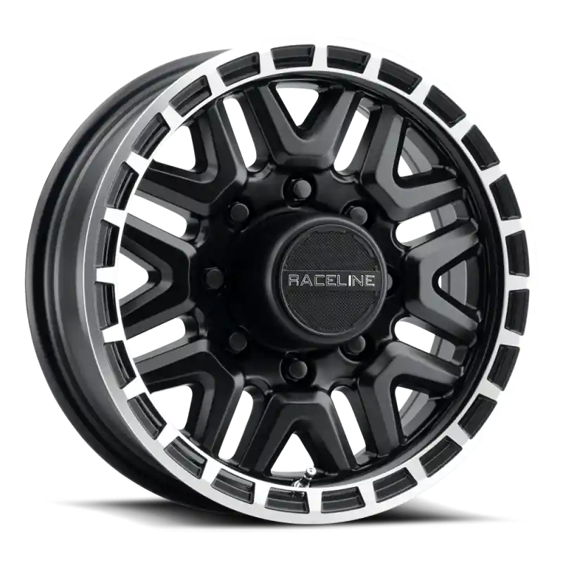 Raceline 953BM Krank 16x6in / 6x139.7 BP / 0mm Offset / 4.25mm Bore - Black & Machined Wheel Big Sale