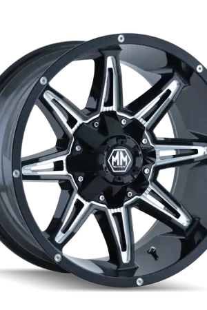 Top Pick Mayhem 8090 Rampage 18x9 / 8x180 BP / 18mm Offset / 124.1mm Hub Black w/ Milled Spokes Wheel