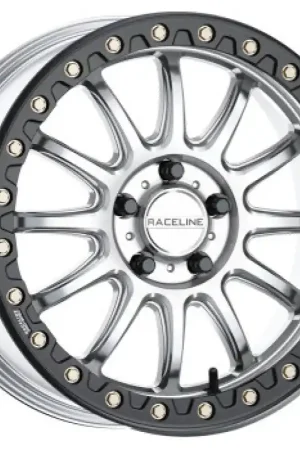 Next Day Delivery Raceline A14SB Alpha 15x10in/4x137 BP/10mm Offset/110.18mm Bore - Silver & Blk Ring Beadlock Wheel