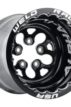 Weld Alpha-1 15x13 / 5x4.5 BP / 3in. BS Black Wheel - Black Double Beadlock MT Brand New