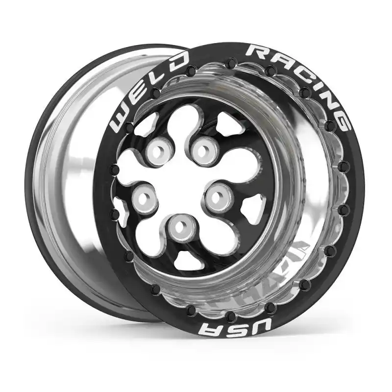 Weld Alpha-1 15x12 / 5x4.75 BP / 4in BS Black Wheel - Black Double Beadlock MT Hassle-Free Returns