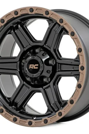 Get Yours Rough Country 79 Series Wheel | One-Piece | Semi Gloss Black w/Bronze Ring | 18x9 | 6x5.5 | 0mm