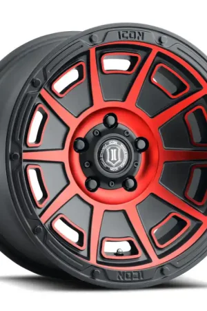 ICON Victory 17x8.5 6x120 0mm Offset 4.75in BS Satin Black w/Red Tint Wheel Authentic