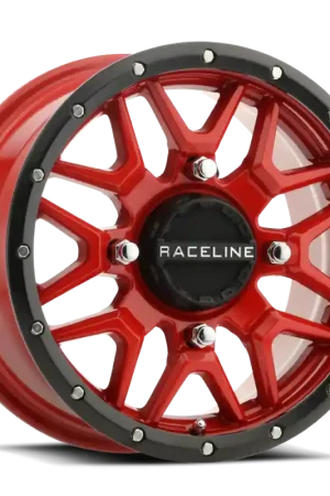 Raceline A94R Krank 15x7in / 4x156 BP / 10mm Offset / 132.5mm Bore - Red & Black Lip Wheel Buy Today